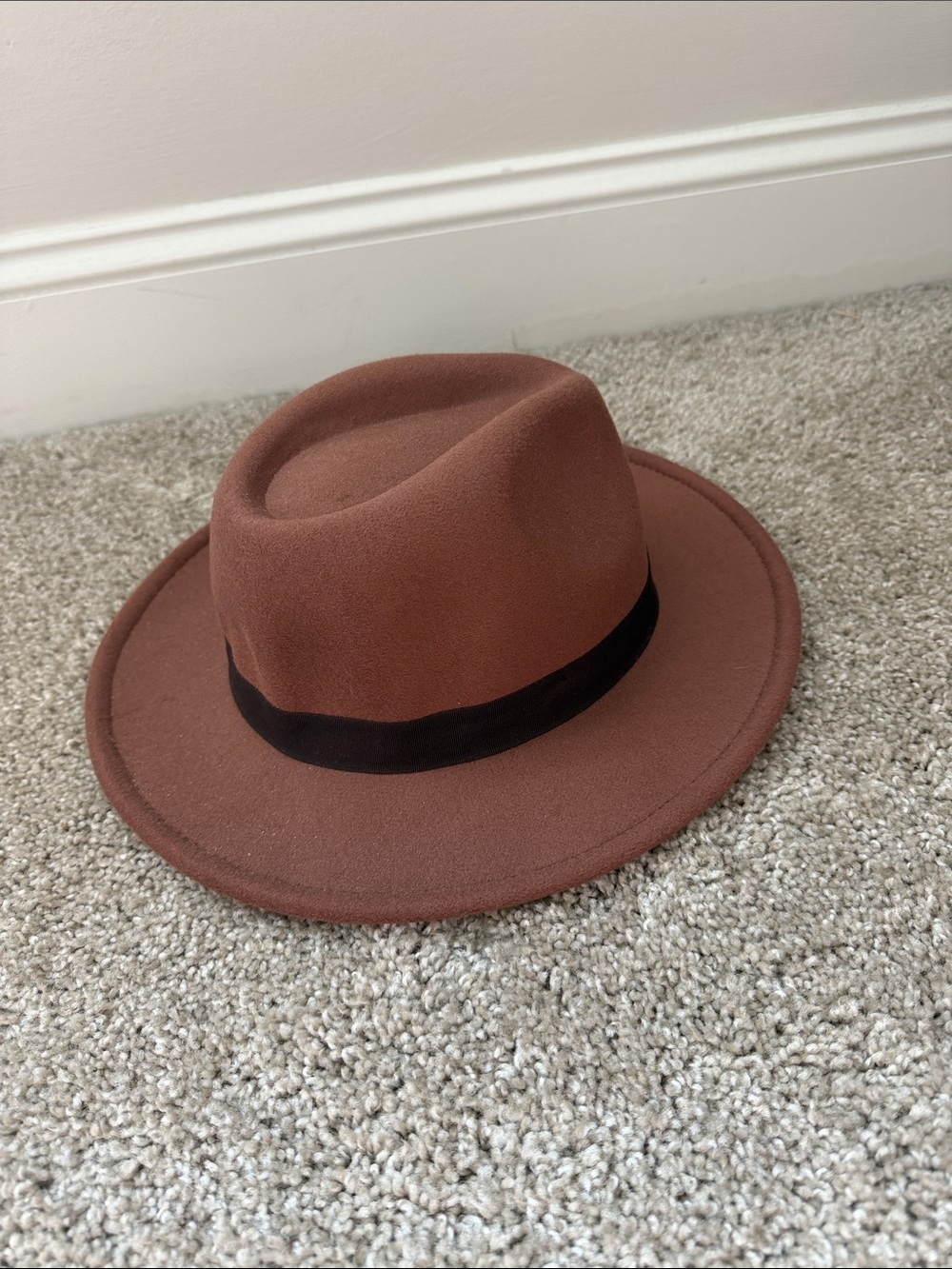 H&M Brown Felt Fedora with Black Band